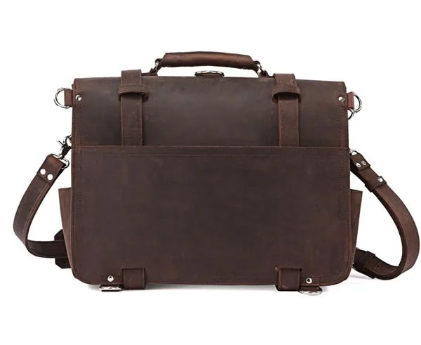 Vintage Crazy Horse Genuine Leather Men Briefcase Business Bag Large Leather Briefcase Male 17' Laptop Case Shoulder Bag Office