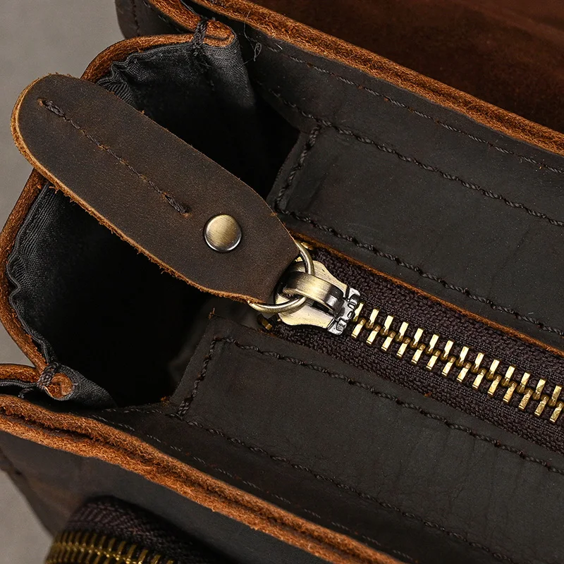 Luufan Genuine Leather Men's Briefcase Bag Fit 14" Laptop Business Handbags Daily Working Tote Cow Leather Male Computer bags