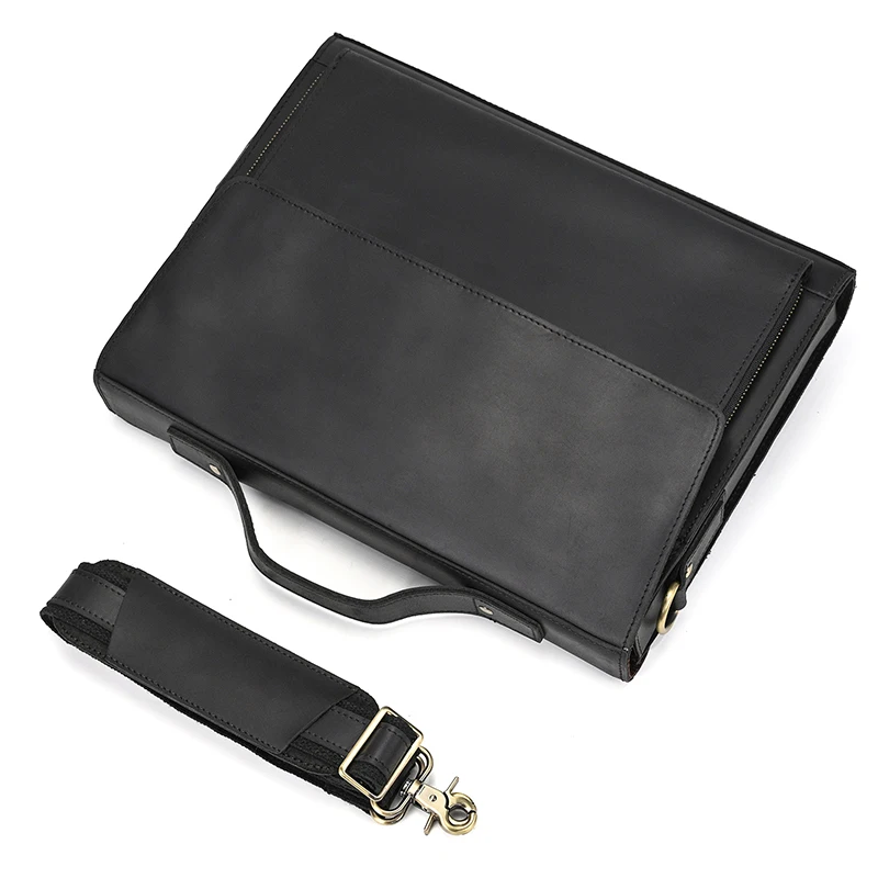 Luufan Genuine Leather Men's Briefcase Bag Fit 14" Laptop Business Handbags Daily Working Tote Cow Leather Male Computer bags