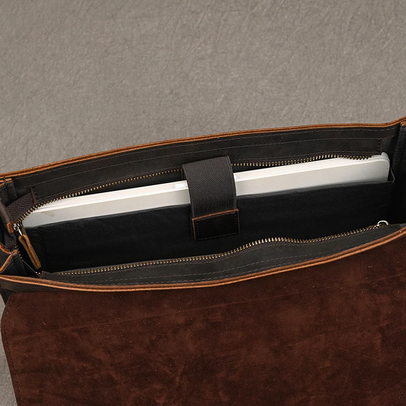Luufan Genuine Leather Men's Briefcase Bag Fit 14" Laptop Business Handbags Daily Working Tote Cow Leather Male Computer bags