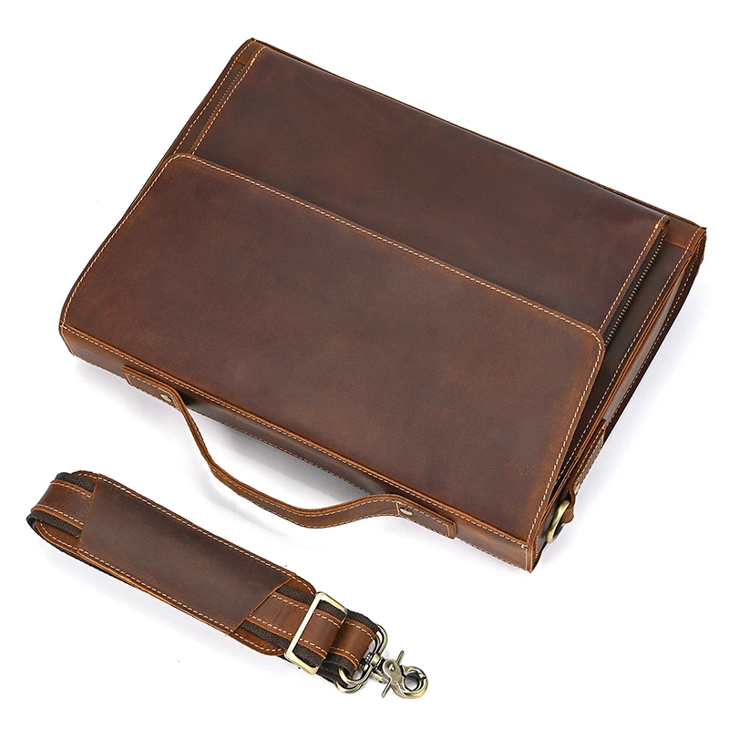 Luufan Genuine Leather Men's Briefcase Bag Fit 14" Laptop Business Handbags Daily Working Tote Cow Leather Male Computer bags