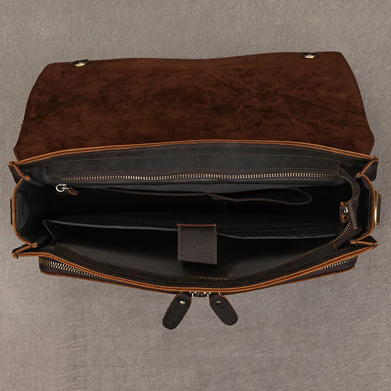 Luufan Genuine Leather Men's Briefcase Bag Fit 14" Laptop Business Handbags Daily Working Tote Cow Leather Male Computer bags