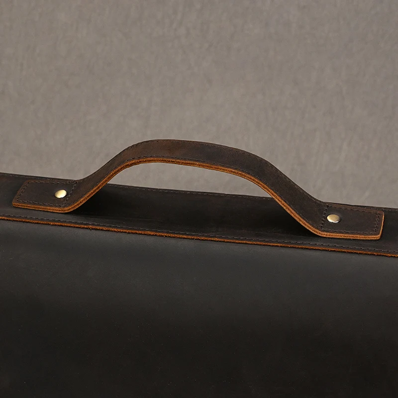 Luufan Genuine Leather Men's Briefcase Bag Fit 14" Laptop Business Handbags Daily Working Tote Cow Leather Male Computer bags