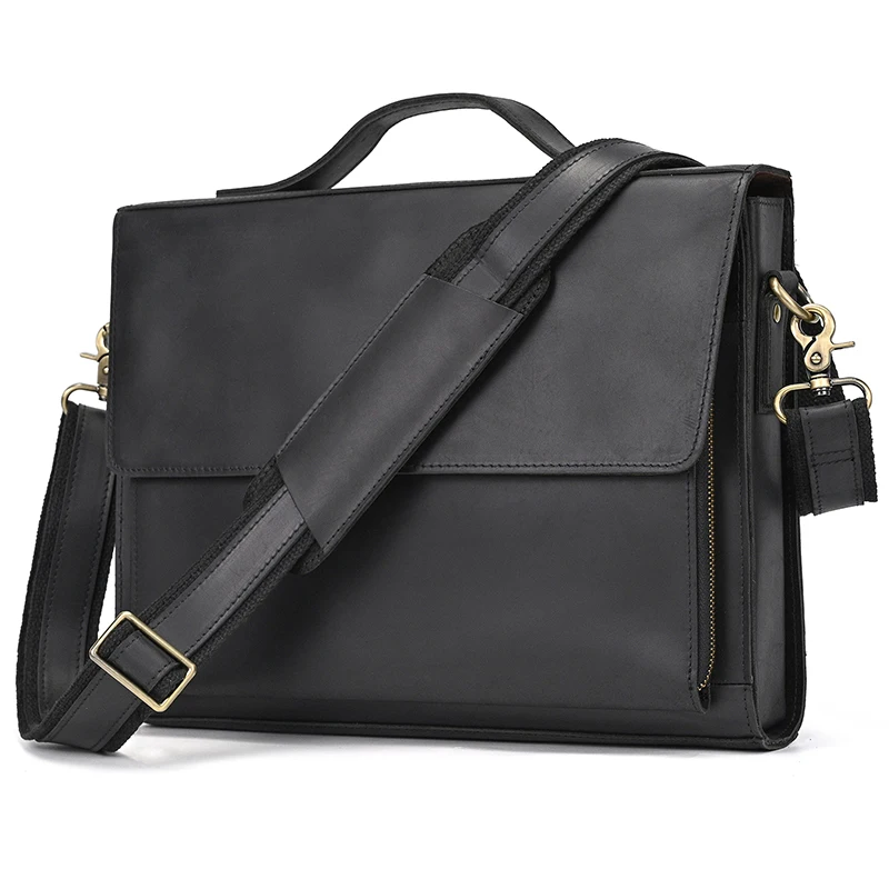 Luufan Genuine Leather Men's Briefcase Bag Fit 14" Laptop Business Handbags Daily Working Tote Cow Leather Male Computer bags