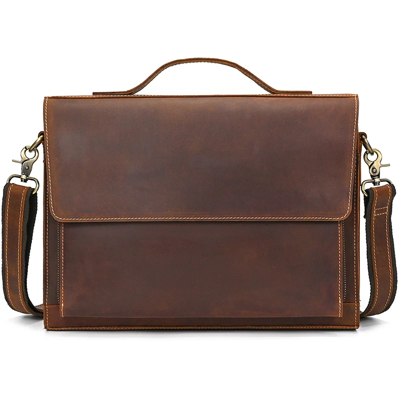 Luufan Genuine Leather Men's Briefcase Bag Fit 14" Laptop Business Handbags Daily Working Tote Cow Leather Male Computer bags
