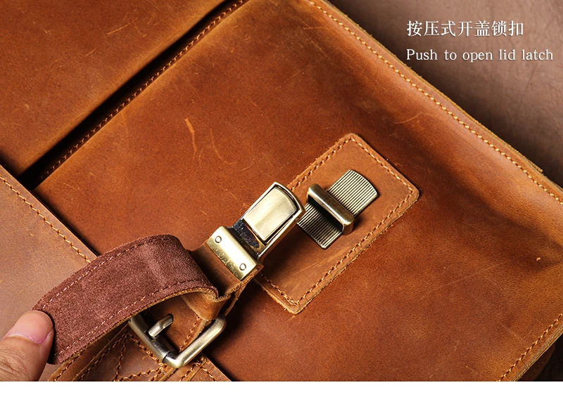 LUOKIR Vintage Crazy Horse Briefcase Travel Genuine Leather Handbag Luxury Men's Messenger Computer Shoulder Bag 14 Inch Laptop