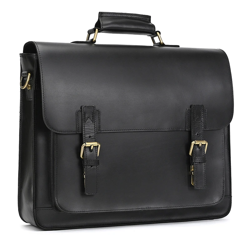 Newsbirds Large Capacity Men's Leather Bag Real Cowskin Men Briefcase Bag Laptop Business Bag For 15.6 Inch PC Computer Bag Male