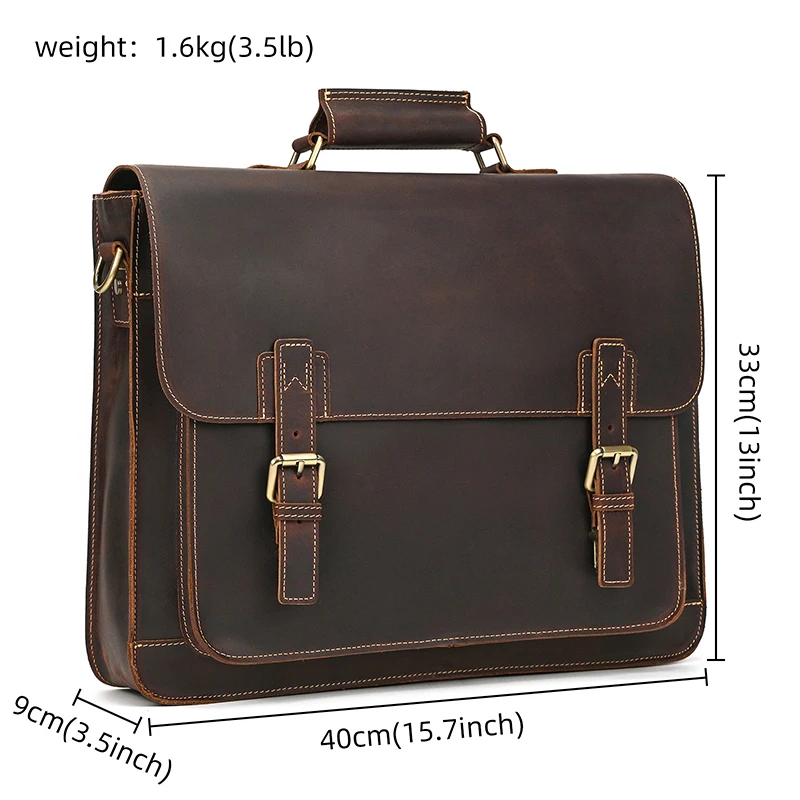 Newsbirds Large Capacity Men's Leather Bag Real Cowskin Men Briefcase Bag Laptop Business Bag For 15.6 Inch PC Computer Bag Male