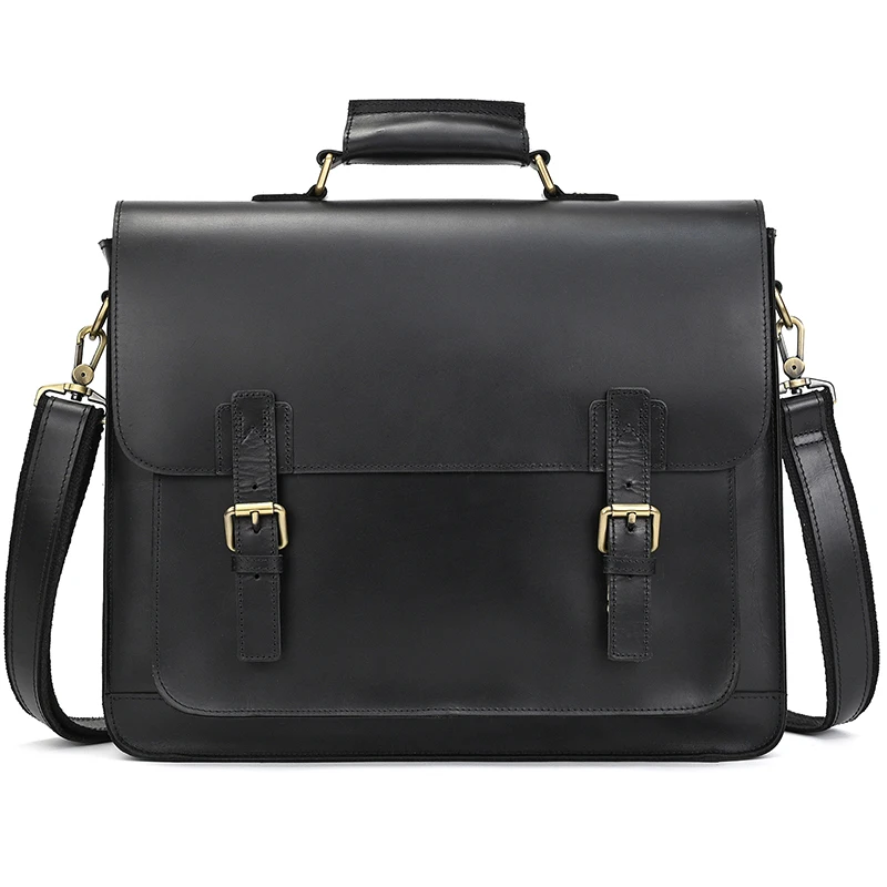 Newsbirds Large Capacity Men's Leather Bag Real Cowskin Men Briefcase Bag Laptop Business Bag For 15.6 Inch PC Computer Bag Male