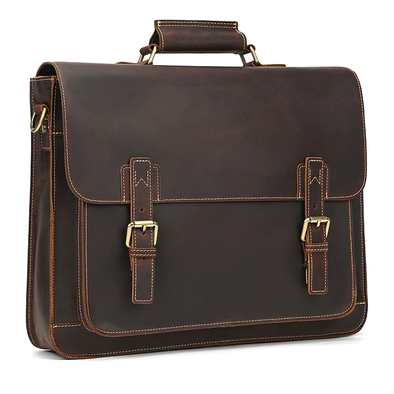 Newsbirds Large Capacity Men's Leather Bag Real Cowskin Men Briefcase Bag Laptop Business Bag For 15.6 Inch PC Computer Bag Male