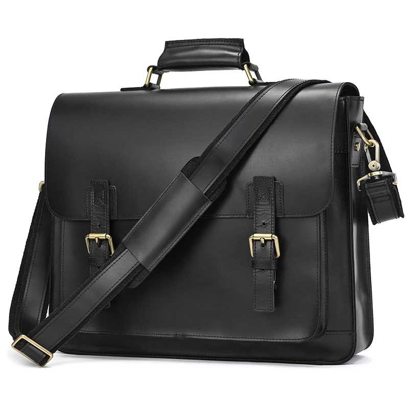 Newsbirds Large Capacity Men's Leather Bag Real Cowskin Men Briefcase Bag Laptop Business Bag For 15.6 Inch PC Computer Bag Male