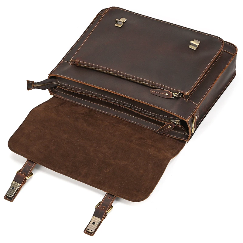 Newsbirds Large Capacity Men's Leather Bag Real Cowskin Men Briefcase Bag Laptop Business Bag For 15.6 Inch PC Computer Bag Male