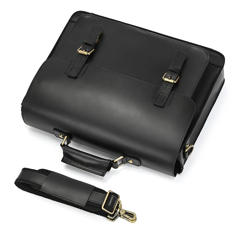 Newsbirds Large Capacity Men's Leather Bag Real Cowskin Men Briefcase Bag Laptop Business Bag For 15.6 Inch PC Computer Bag Male