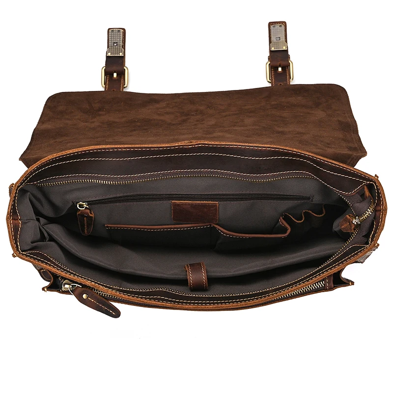 Newsbirds Large Capacity Men's Leather Bag Real Cowskin Men Briefcase Bag Laptop Business Bag For 15.6 Inch PC Computer Bag Male