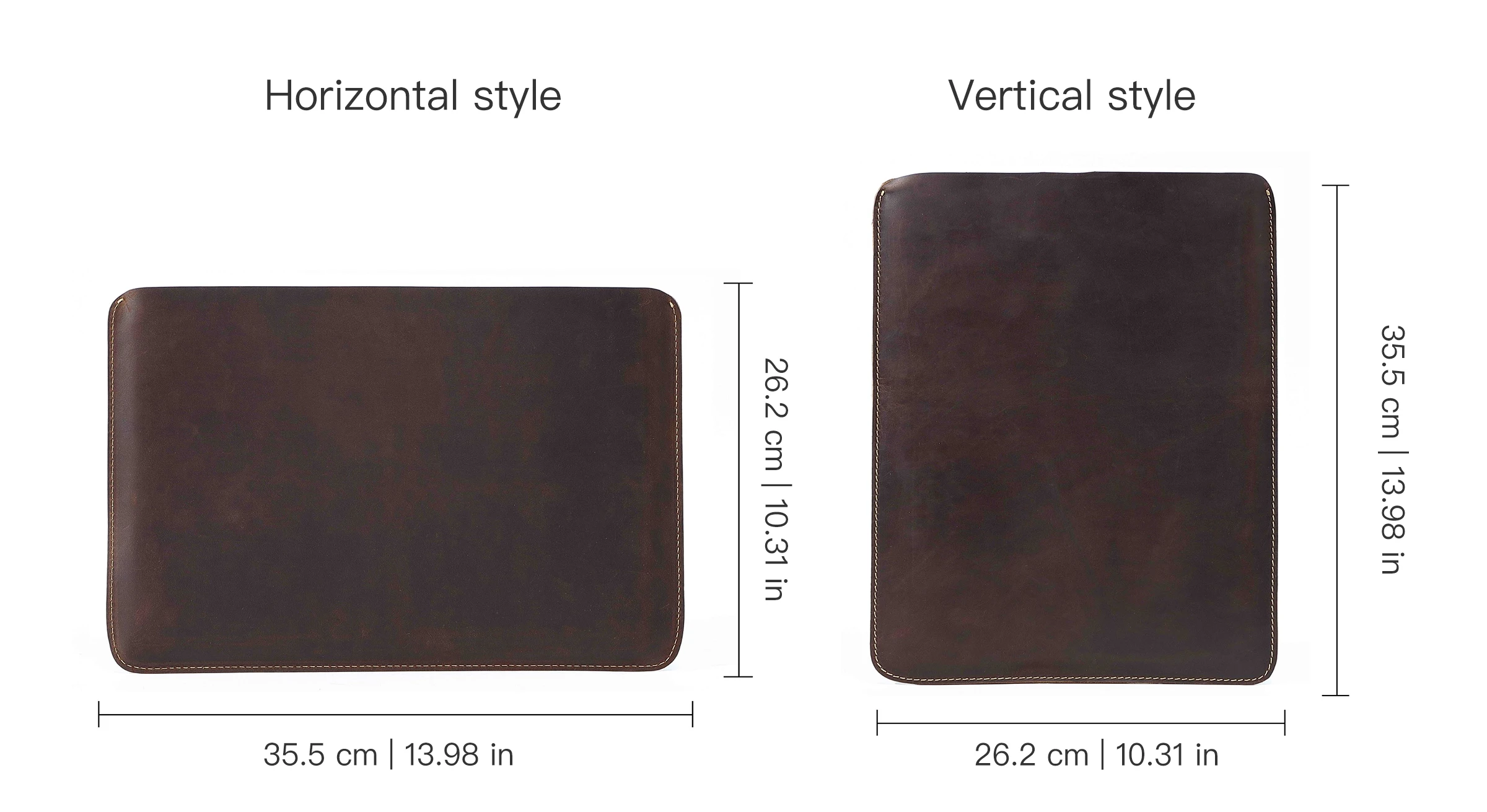 Genuine Leather Slim Laptop Sleeve Pouch Cover, Leather Ultra-thin Notebook Protective Case for 14 Inch MacBook, iPAD Air/Pro