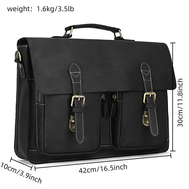 Luufan Men Business Briefcase Genuine Leather 15 inch Laptop Bag Cow Leather Messenger Shoulder Bag Compute Bag For Man Bag Tote