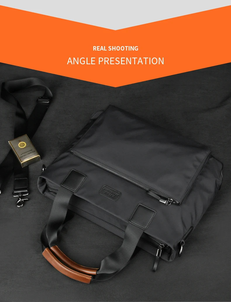 BJIAX New Men Bag Horizontal Business Casual Handbag Nylon Oxford Cloth Canvas Bag Crossbody Bag Briefcase