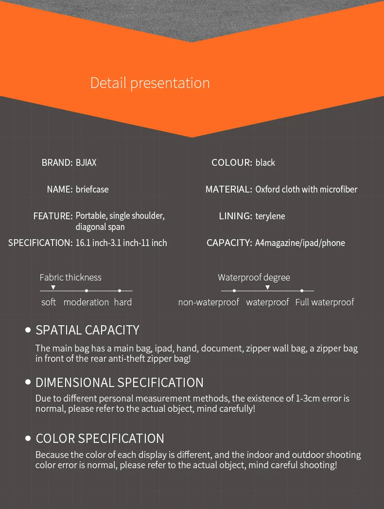 BJIAX New Men Bag Horizontal Business Casual Handbag Nylon Oxford Cloth Canvas Bag Crossbody Bag Briefcase