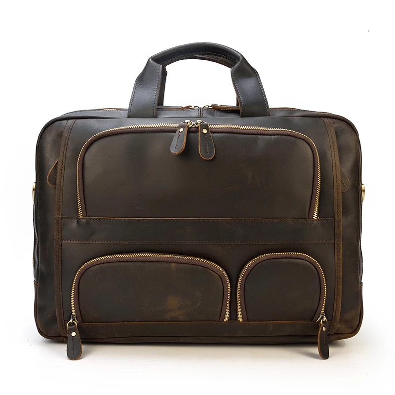 17.3 Inch Laptop Briefcase Genuien Leather Laptop Bag Business Travel Tote Bags Handbags For Men Male Large Brief Case Bag Retro