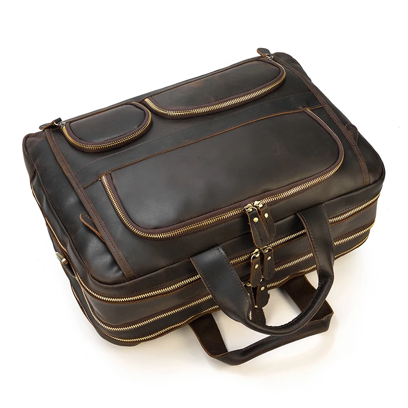 17.3 Inch Laptop Briefcase Genuien Leather Laptop Bag Business Travel Tote Bags Handbags For Men Male Large Brief Case Bag Retro