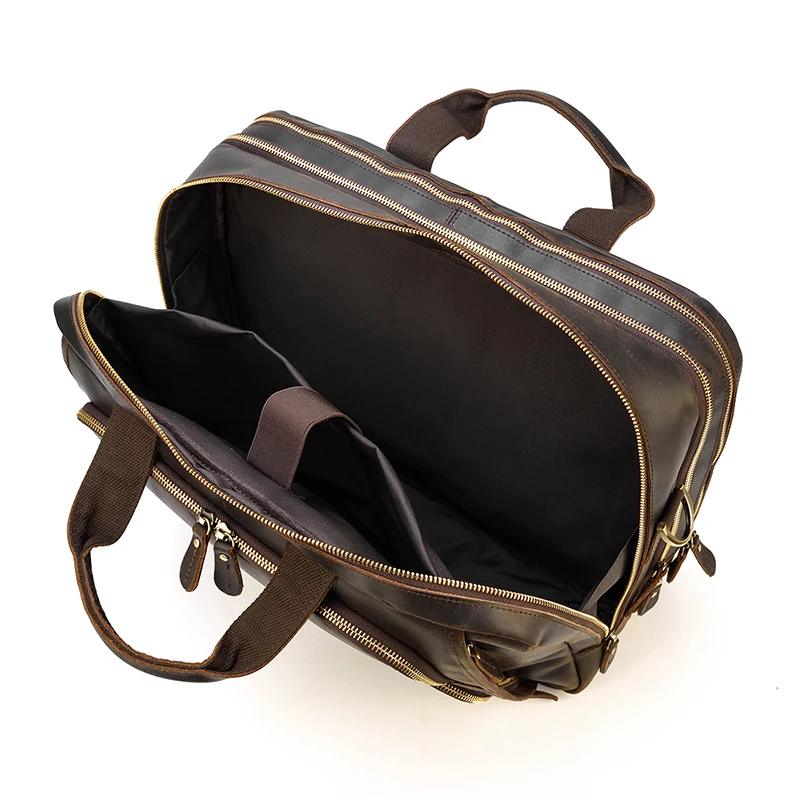 17.3 Inch Laptop Briefcase Genuien Leather Laptop Bag Business Travel Tote Bags Handbags For Men Male Large Brief Case Bag Retro