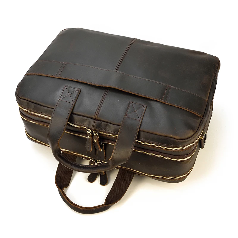 17.3 Inch Laptop Briefcase Genuien Leather Laptop Bag Business Travel Tote Bags Handbags For Men Male Large Brief Case Bag Retro