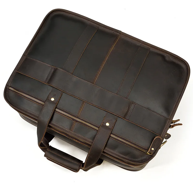 17.3 Inch Laptop Briefcase Genuien Leather Laptop Bag Business Travel Tote Bags Handbags For Men Male Large Brief Case Bag Retro