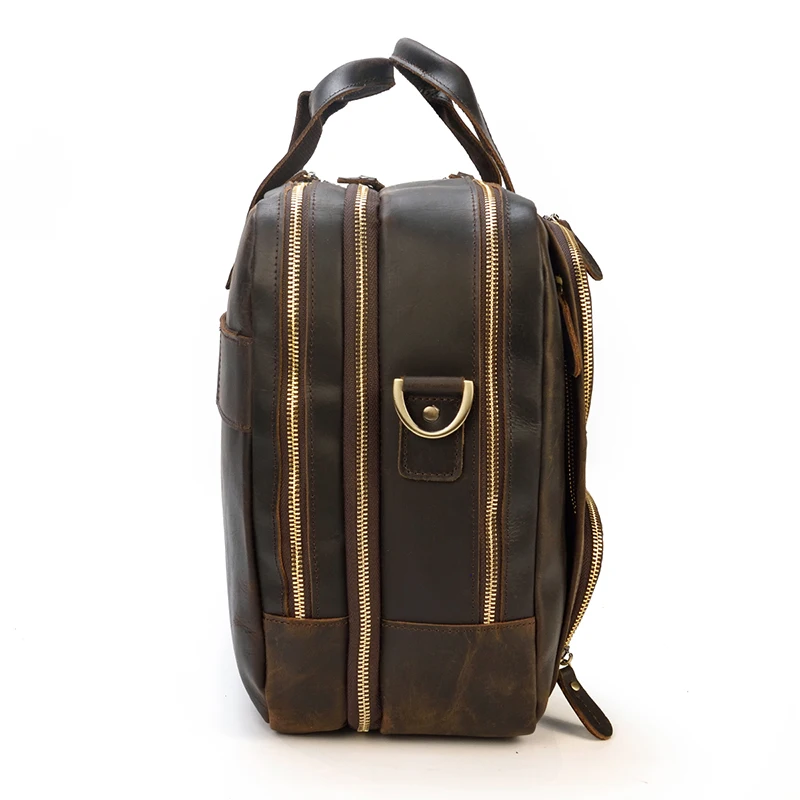 17.3 Inch Laptop Briefcase Genuien Leather Laptop Bag Business Travel Tote Bags Handbags For Men Male Large Brief Case Bag Retro