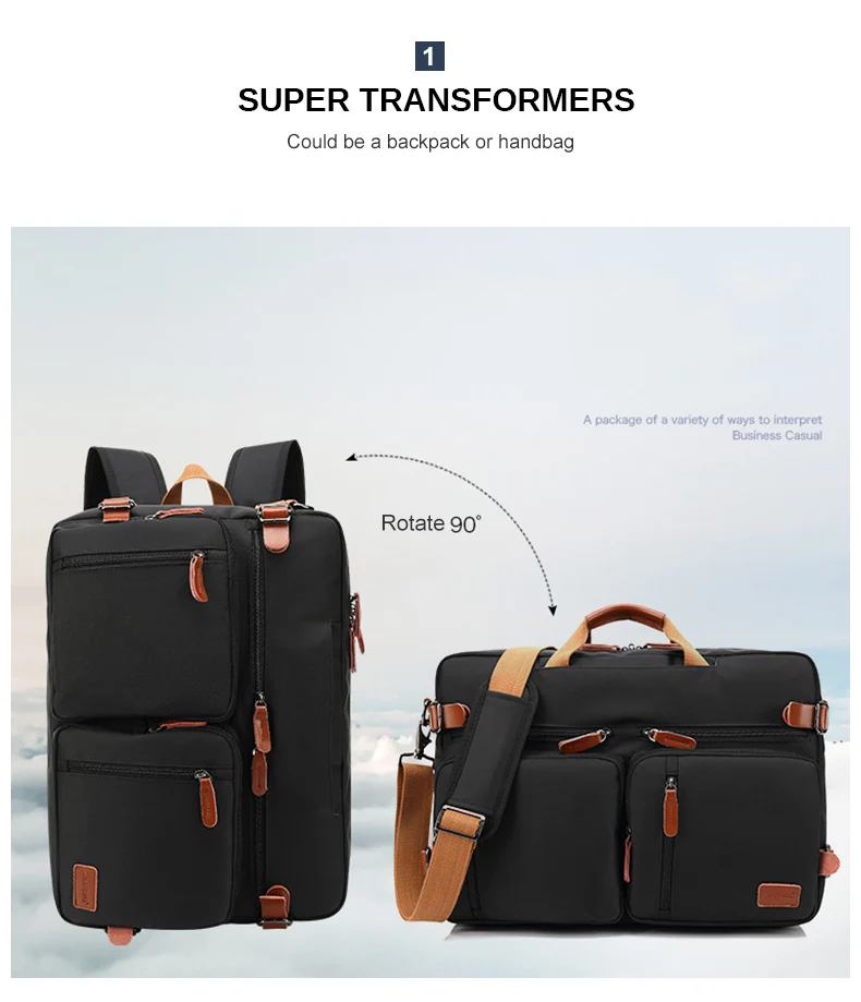 17 Inch Convertible Briefcase Men Business Handbag Messenger Bag Casual Laptop Multifunctional Travel Bags For Male Big XA161ZC
