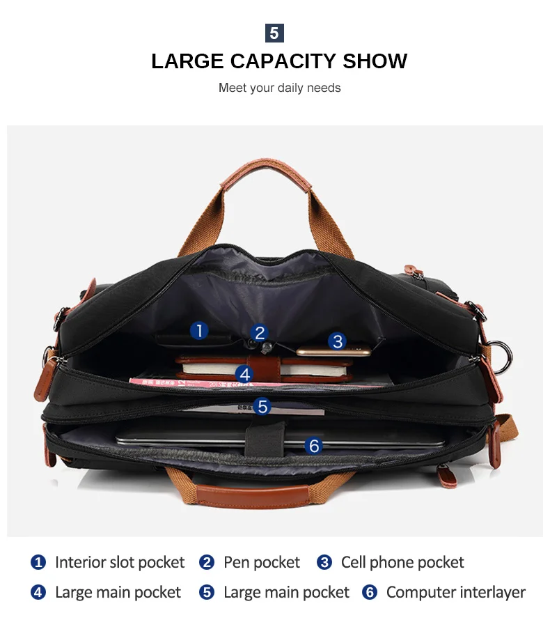 17 Inch Convertible Briefcase Men Business Handbag Messenger Bag Casual Laptop Multifunctional Travel Bags For Male Big XA161ZC