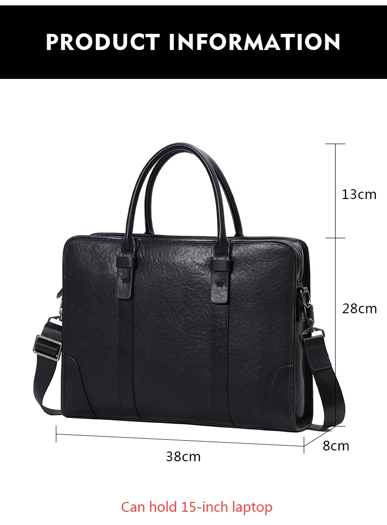 Coffee / Black Men Bag Handbag Genuine Leather Laptop Briefcase Male Shoulder Messenger Bags Large Capacity Men Briefcases