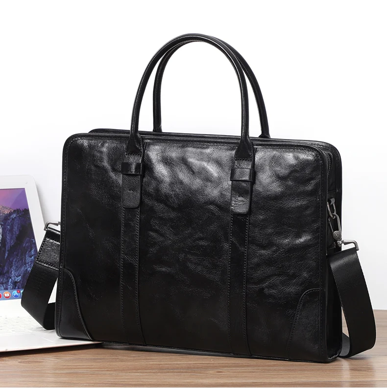 Coffee / Black Men Bag Handbag Genuine Leather Laptop Briefcase Male Shoulder Messenger Bags Large Capacity Men Briefcases