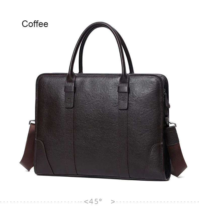 Coffee / Black Men Bag Handbag Genuine Leather Laptop Briefcase Male Shoulder Messenger Bags Large Capacity Men Briefcases