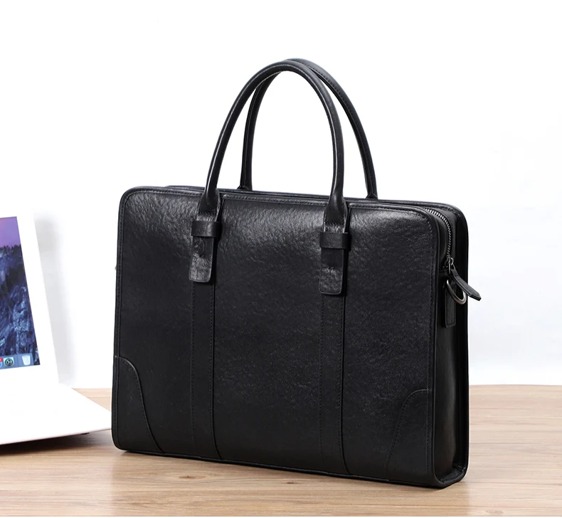 Coffee / Black Men Bag Handbag Genuine Leather Laptop Briefcase Male Shoulder Messenger Bags Large Capacity Men Briefcases