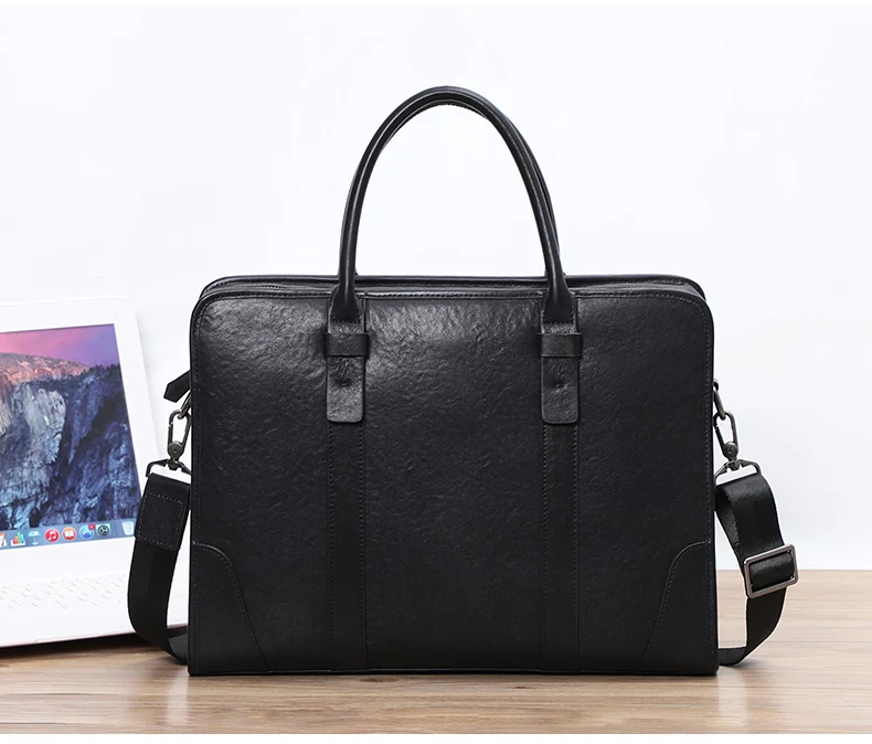 Coffee / Black Men Bag Handbag Genuine Leather Laptop Briefcase Male Shoulder Messenger Bags Large Capacity Men Briefcases