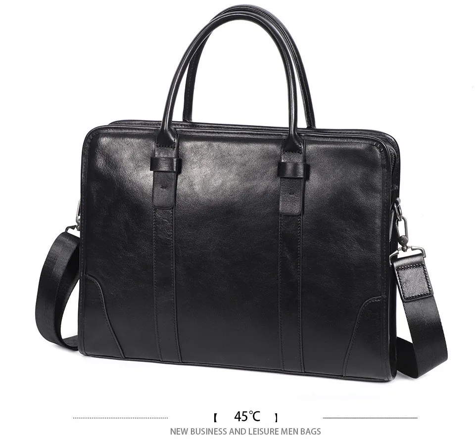 Coffee / Black Men Bag Handbag Genuine Leather Laptop Briefcase Male Shoulder Messenger Bags Large Capacity Men Briefcases