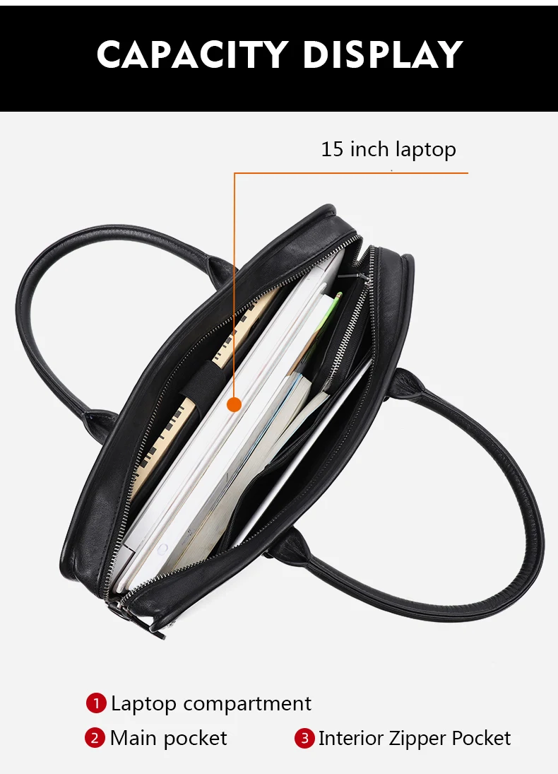 Coffee / Black Men Bag Handbag Genuine Leather Laptop Briefcase Male Shoulder Messenger Bags Large Capacity Men Briefcases