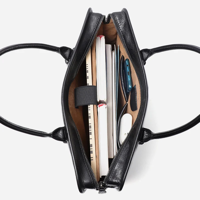 Coffee / Black Men Bag Handbag Genuine Leather Laptop Briefcase Male Shoulder Messenger Bags Large Capacity Men Briefcases