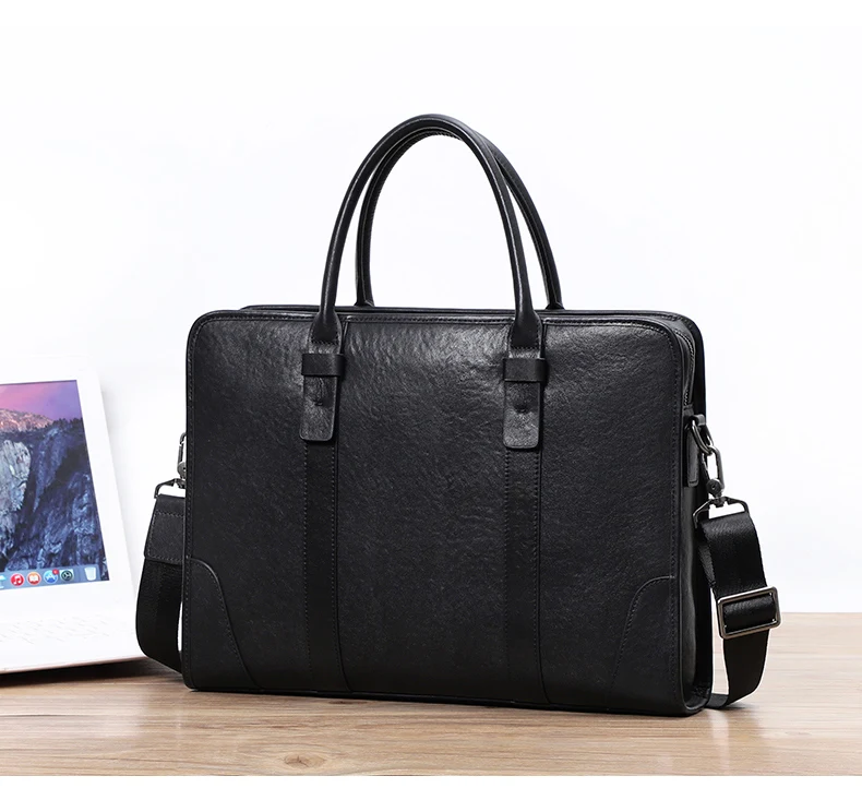 Coffee / Black Men Bag Handbag Genuine Leather Laptop Briefcase Male Shoulder Messenger Bags Large Capacity Men Briefcases