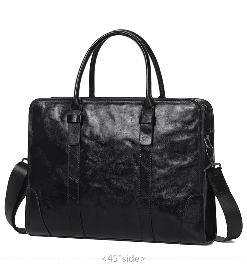 Coffee / Black Men Bag Handbag Genuine Leather Laptop Briefcase Male Shoulder Messenger Bags Large Capacity Men Briefcases