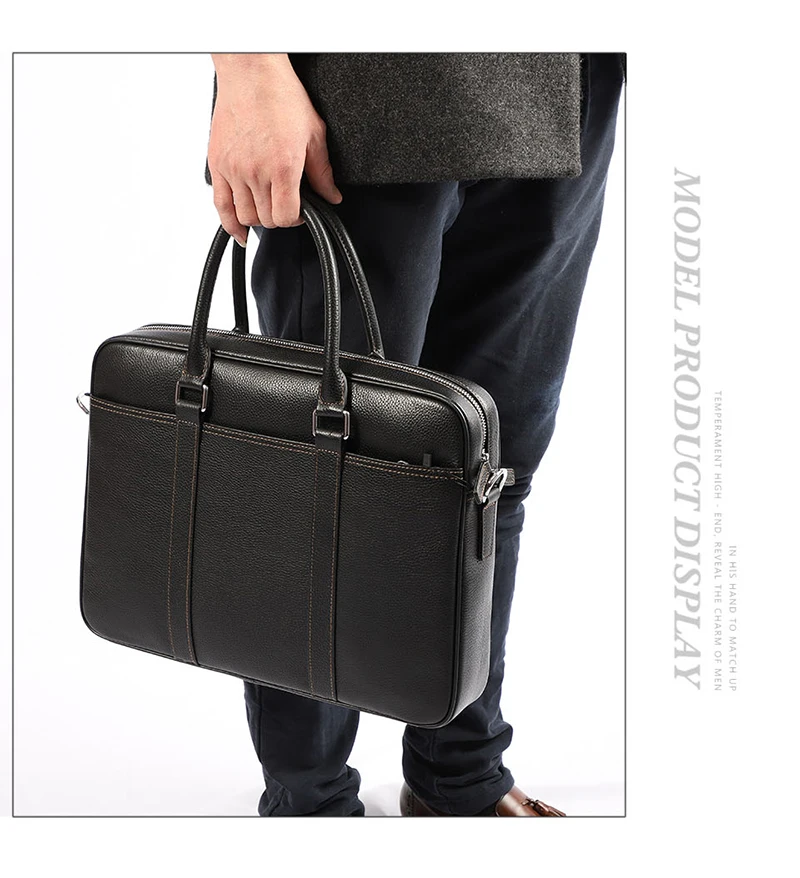 Famous Brand Man Briefcase Genuine Leather Men Bag Fashion Male Shoulder Laptop Bag Handbag Business Cow Leather Men's Briefcase