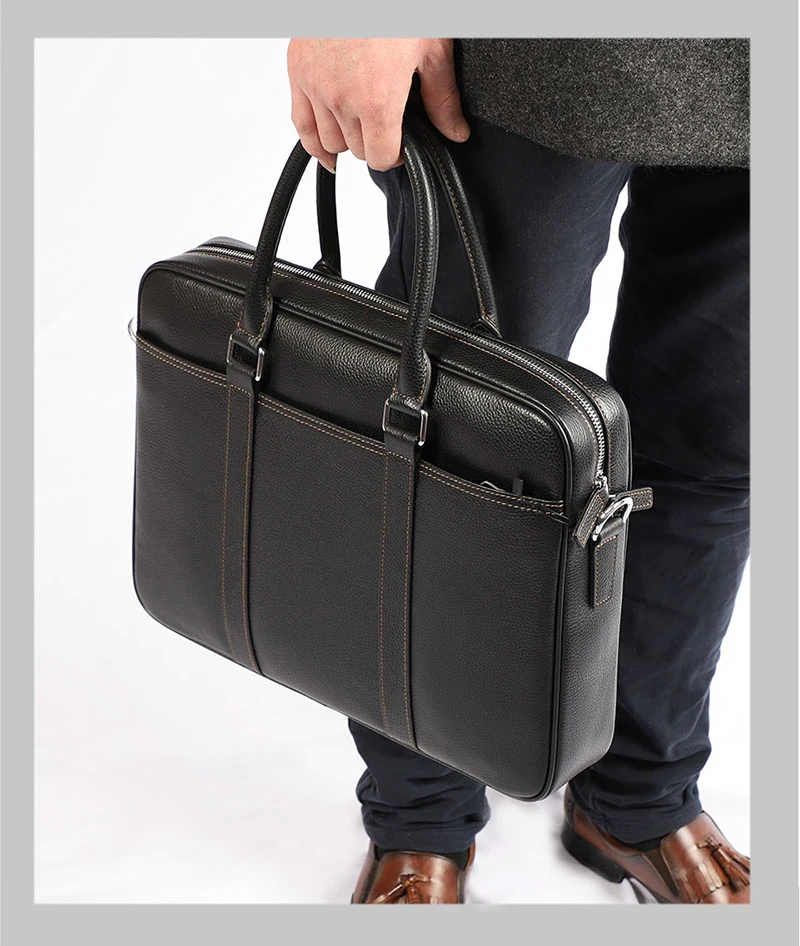 Famous Brand Man Briefcase Genuine Leather Men Bag Fashion Male Shoulder Laptop Bag Handbag Business Cow Leather Men's Briefcase