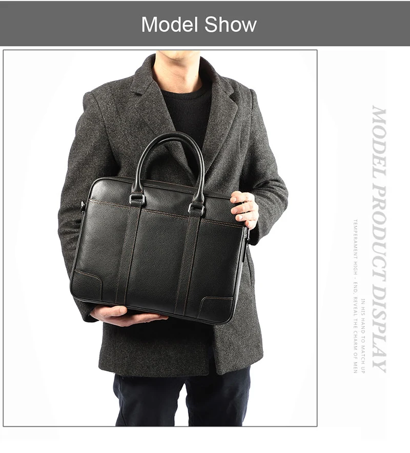 Famous Brand Man Briefcase Genuine Leather Men Bag Fashion Male Shoulder Laptop Bag Handbag Business Cow Leather Men's Briefcase