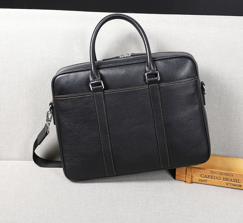 Famous Brand Man Briefcase Genuine Leather Men Bag Fashion Male Shoulder Laptop Bag Handbag Business Cow Leather Men's Briefcase