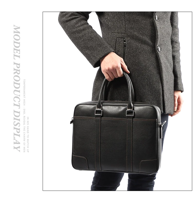 Famous Brand Man Briefcase Genuine Leather Men Bag Fashion Male Shoulder Laptop Bag Handbag Business Cow Leather Men's Briefcase