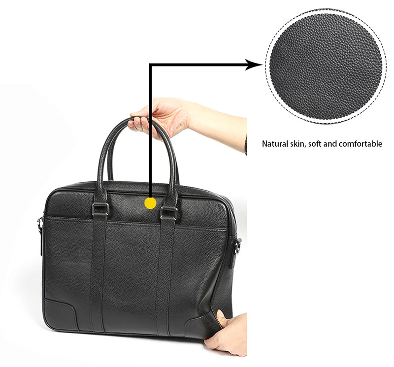 Famous Brand Man Briefcase Genuine Leather Men Bag Fashion Male Shoulder Laptop Bag Handbag Business Cow Leather Men's Briefcase