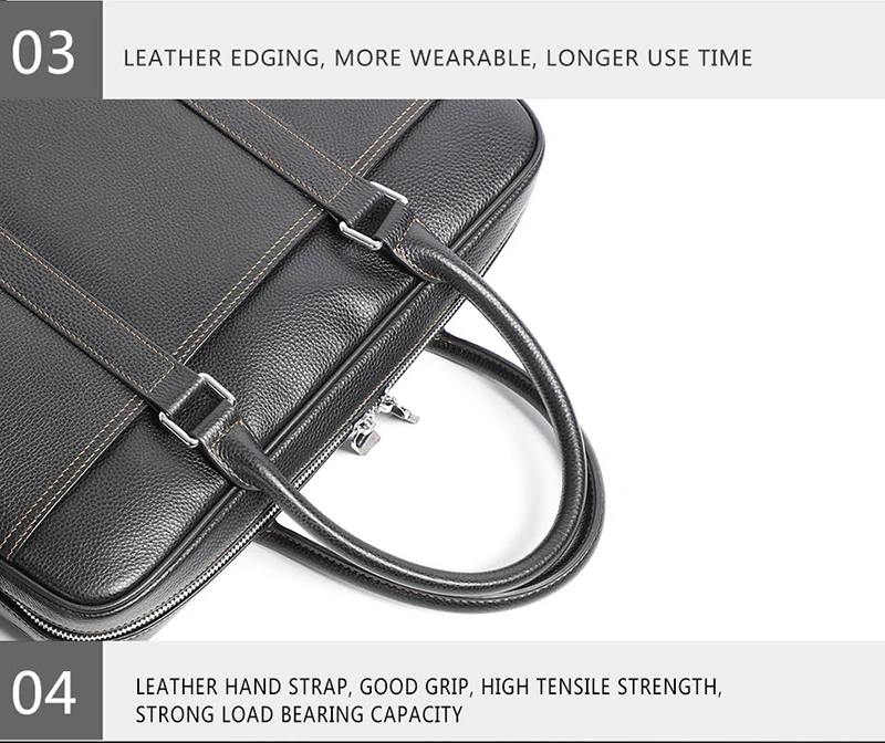 Famous Brand Man Briefcase Genuine Leather Men Bag Fashion Male Shoulder Laptop Bag Handbag Business Cow Leather Men's Briefcase