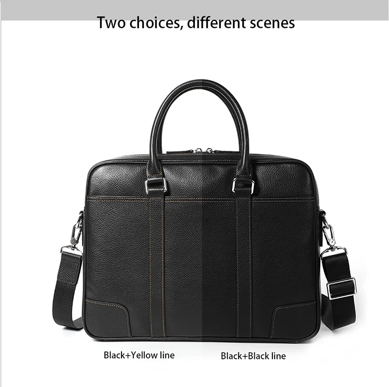 Famous Brand Man Briefcase Genuine Leather Men Bag Fashion Male Shoulder Laptop Bag Handbag Business Cow Leather Men's Briefcase