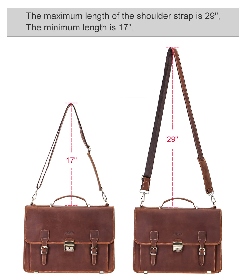 CONTACT'S Genuine Leather Business Bags for Men High Quality Briefcase Office Bag Male Tote Laptop Bags Portfolio Bag Document