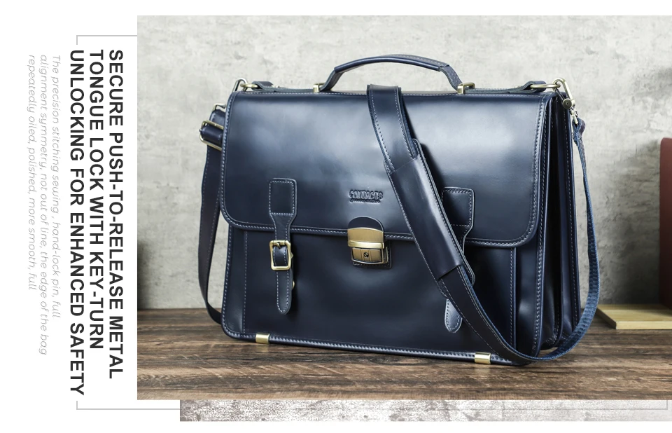 CONTACT'S Genuine Leather Business Bags for Men High Quality Briefcase Office Bag Male Tote Laptop Bags Portfolio Bag Document